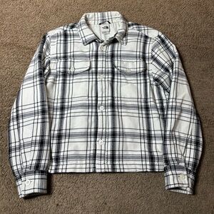 The North Face Valley Twill Utility Shacket Mens Small White Plaid Gorpcore